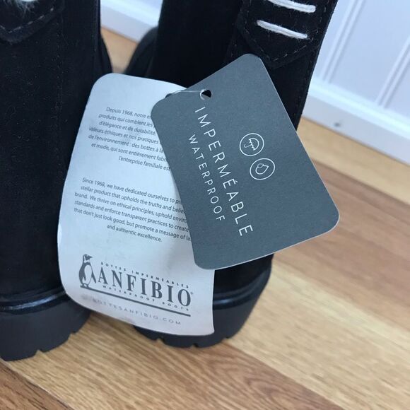 ANFIBIO Waterproof Black‎ Suede Chelsea Ankle Boot Bootie Size 9.5 Wide New - Picture 6 of 15